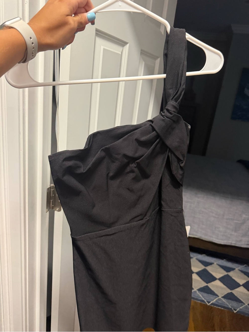 Black one shoulder mini dress